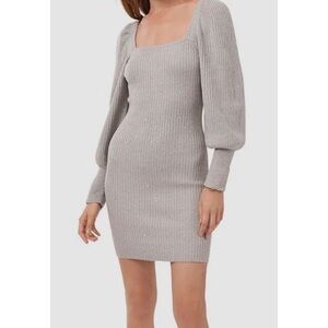 1.State Womens Ivory Sparkle Sequined Sweater Dress Size M NWT